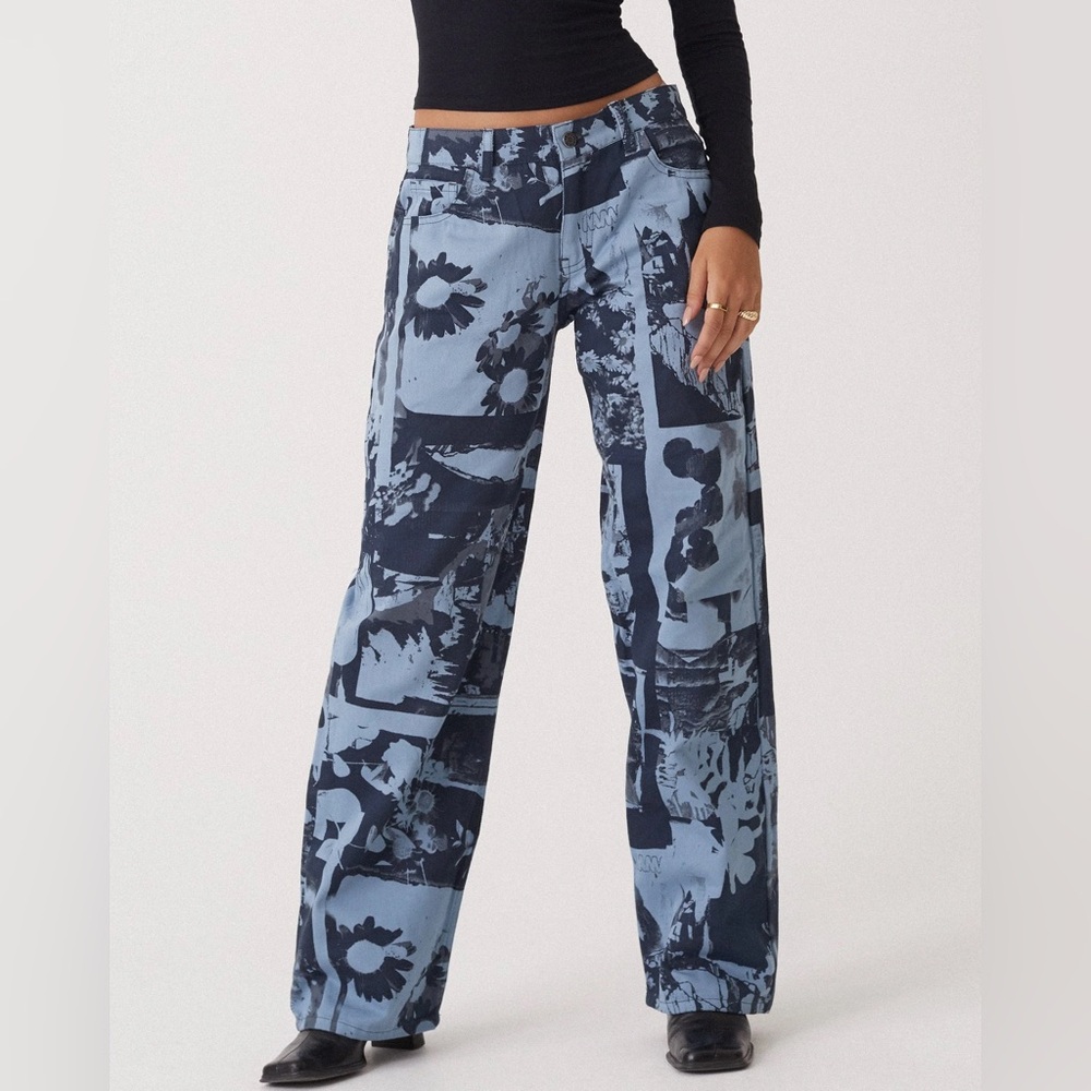 Motel rocks low rise photo collage jeans